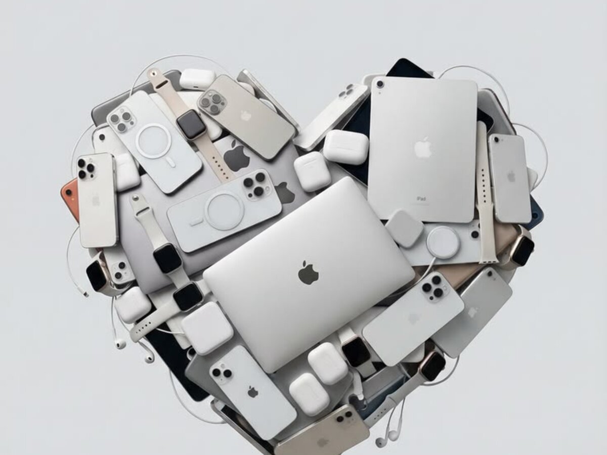 Apple accessories arranged in a heart